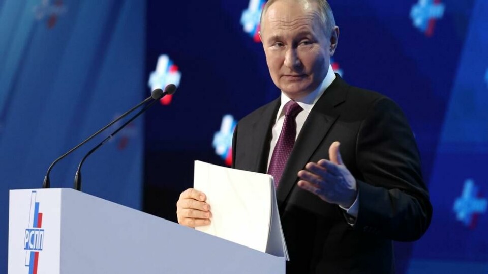 Russlands president Vladimir Putin under den årlige kongressen til Russian Union of Industrialists and Entrepreneurs i Moskva torsdag 25. april 2024.