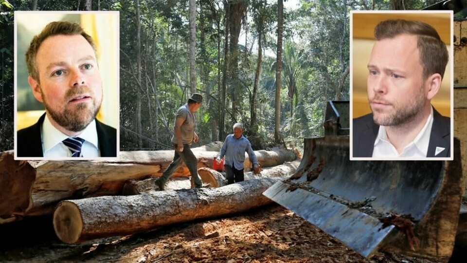 Næringsminister Torbjørn Røe Isaksen (H) og SV-leder Audun Lysbakken (til høyre) er uenige om frihandelsavtale, Her fra avskogingsområdet Bom Retiro ved near Humaita i Amazonas i Brasil. Næringsminister Torbjørn Røe Isaksen (H) og SV-leder Audun Lysbakken (til høyre) er uenige om frihandelsavtale, Her fra avskogingsområdet Bom Retiro ved near Humaita i Amazonas i Brasil. Foto: Bruno Kelly / Reuters/NTB scanpix