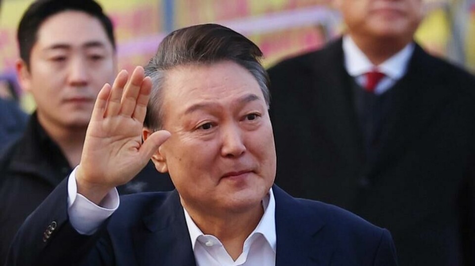 Sør-Koreas president fotografert i Uiwang i starten av mars.