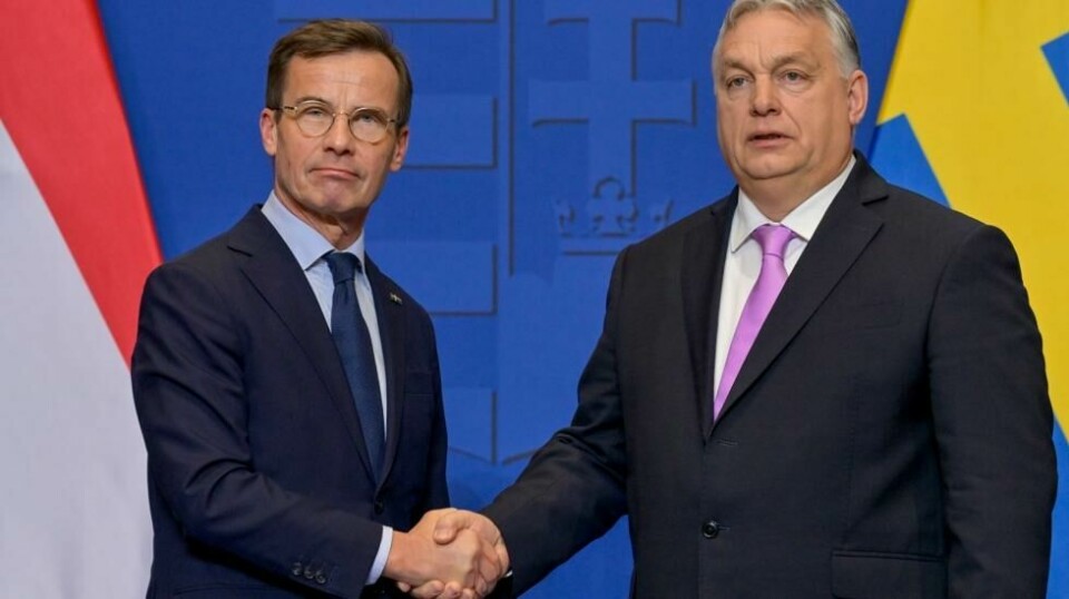 Sveriges statsminister Ulf Kristersson og Ungarns statsminister Viktor Orban.