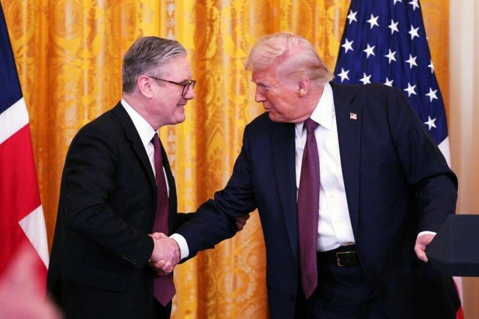 Storbritannias statsminister Keir Starmer (t.v.) og USAs president Donald Trump under sistnevntes besøk i Washington i februar.