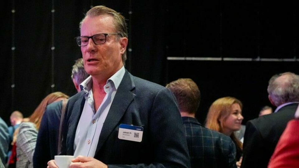 Johan H. Andresen jr. slik man er vant til å se ham – her under NHOs årskonferanse i Oslo Spektrum i januar.