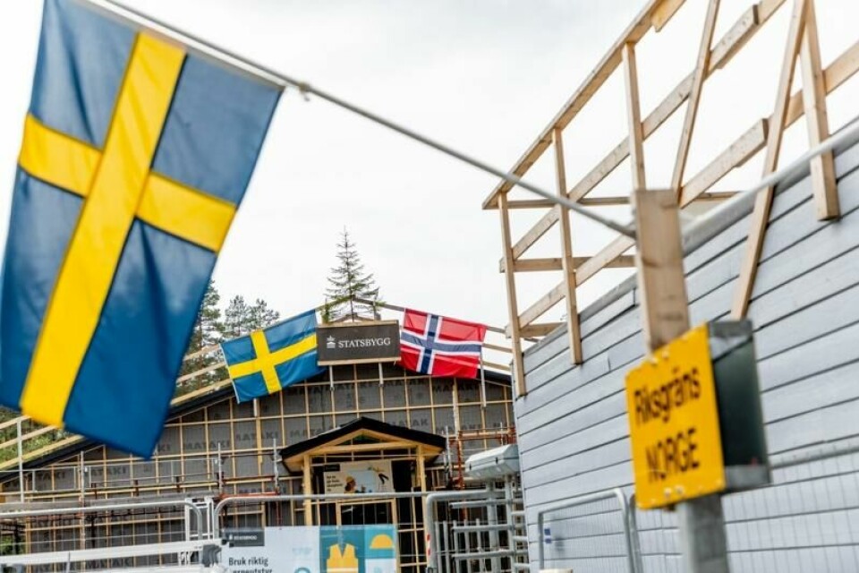 En ny norsk-svensk politistasjon i nærheten av Eidskog ved grensa er under oppføring og forventes å stå ferdig våren 2025. Arkivfoto: Adam Ihse / TT / NTB
