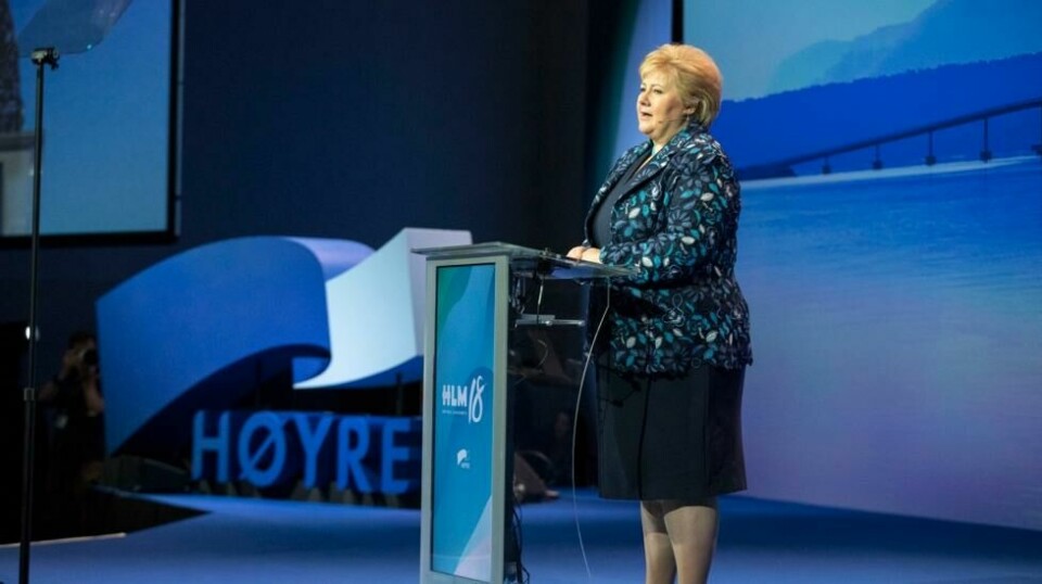 PARADOKS: – USA er nå den største trusselen mot verdenshandelen, Kina en av de fremste forsvarerne, sa Erna Solberg i sin åpningstale til Høyre-landsmøtet.