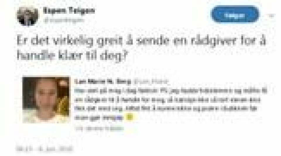 Har ennå ikke lagt frem kvittering for terrorbildet som utløste regjeringskaos Listhaug-rådgiver ut mot MDG-Lans kleskjøp – ble selv «avkledd» på Twitter