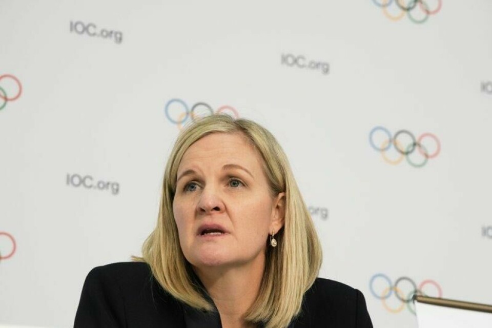 Kirsty Coventry på pressekonferansen etter at hun ble valgt til president i IOC torsdag.
