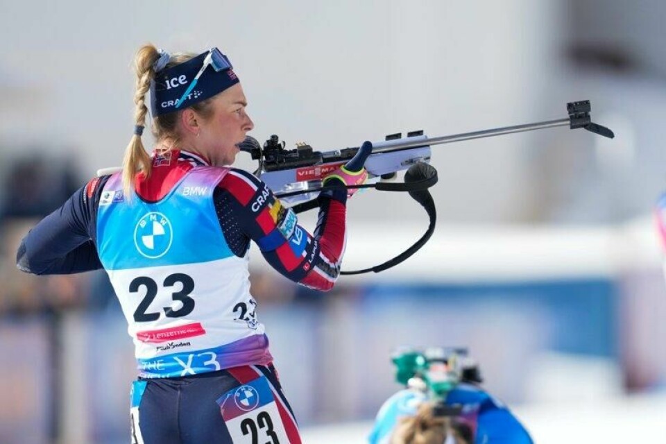 Ingrid Landmark Tandrevold slet på stående i Lenzerheide søndag.