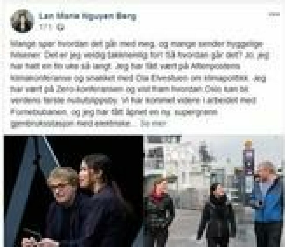 Lan Marie Nguyen Bergs innlegg på Facebook. Lan Marie Nguyen Bergs innlegg på Facebook.