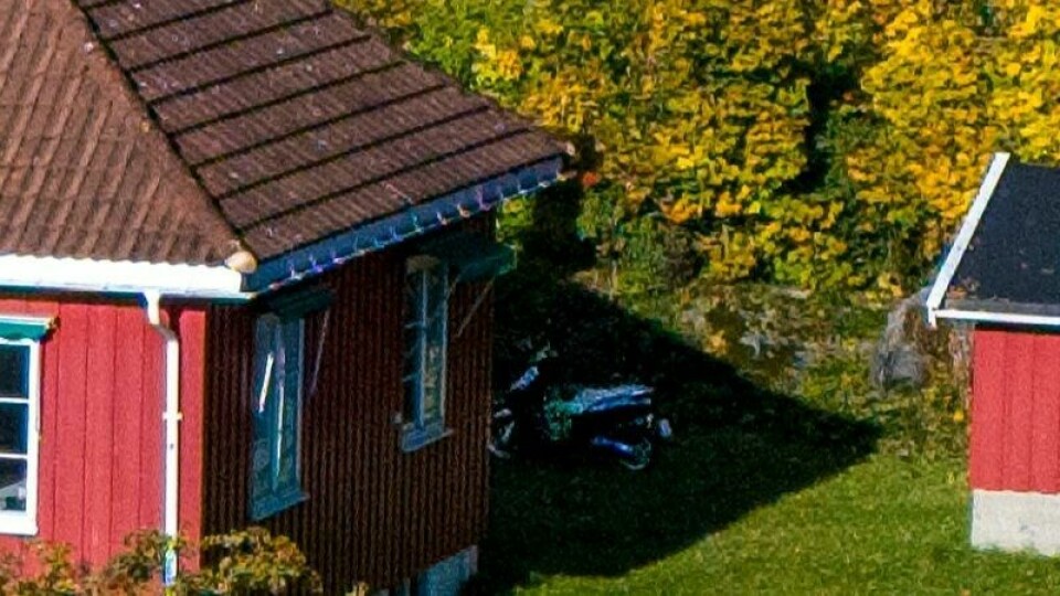 Dronebilde av bygningen hvor Marius Borg Høiby bor på Skaugum i Asker. En moped/scooter står parkert bak huset. Dronebilde av bygningen hvor Marius Borg Høiby bor på Skaugum i Asker. En moped/scooter står parkert bak huset. Foto: NTB