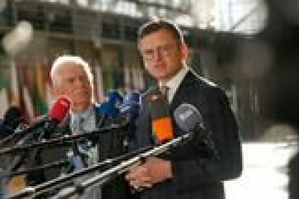 EUs utenrikssjef Josep Borrell (t.v.) og Ukrainas utenriksminister Dmytro Kuleba (t.h.) møtte pressen før EUs utenriksministermøte i Brussel torsdag. Foto: AP / NTB EUs utenrikssjef Josep Borrell (t.v.) og Ukrainas utenriksminister Dmytro Kuleba (t.h.) møtte pressen før EUs utenriksministermøte i Brussel torsdag. Foto: AP / NTB