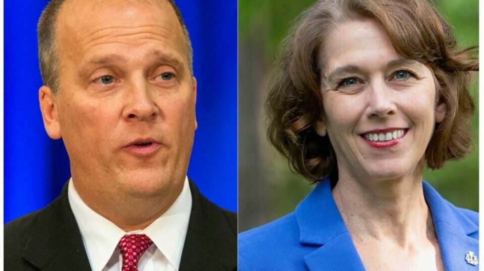 Brad Schimel og Susan Crawford stiller mot hverandre for å fylle en tom plass i delstatshøyesteretten i Wisconsin. Arkivfoto: AP / NTB
