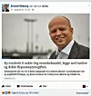 FACEBOOK-DELINGEN: Her er Erlend Wiborgs deling av artikkelen, som ble slettet umiddelbart etter ABC Nyheters kontakt med Wiborg. Høyres Ingjerd Schou og 183 andre likte eller reagerte på den, 87 delte den.