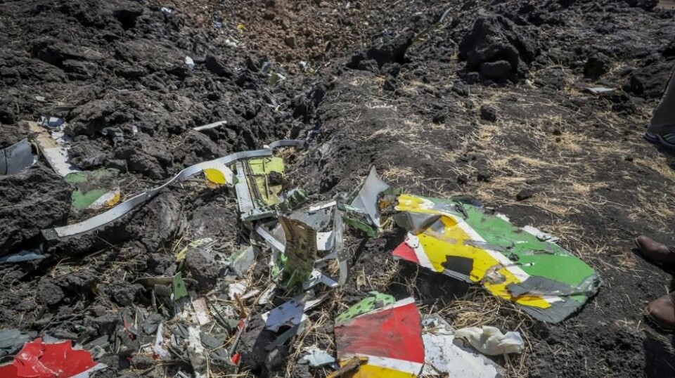 Vrakdeler fra Ethiopian Airlines-flyet som styrtet i mars 2019. Foto: AP / NTB