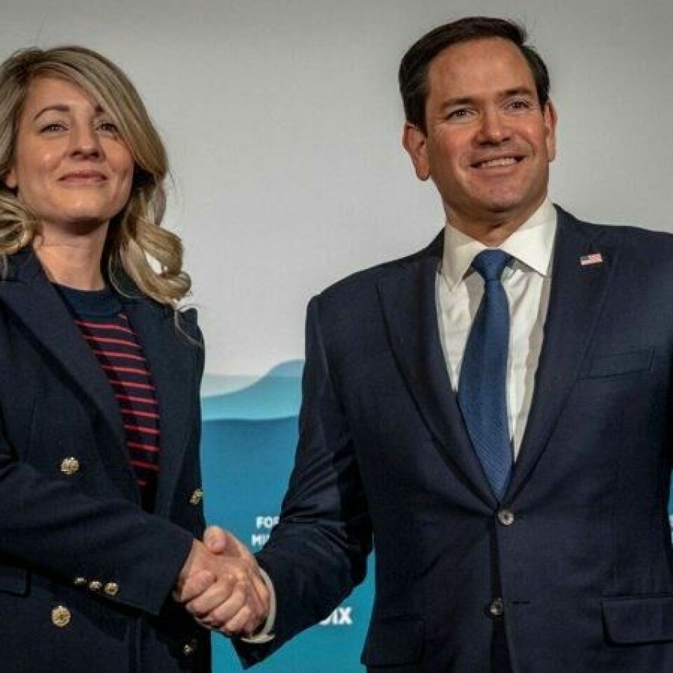 Melanie Joly og Marco Rubio under G7-møte.