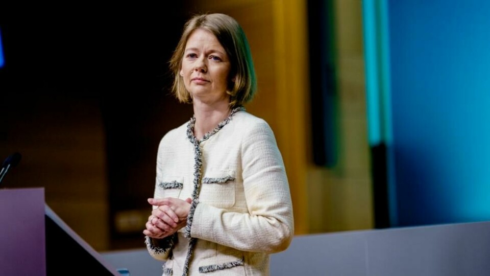 Sentralbanksjef Ida Wolden Bache under pressekonferansen med rentebeslutning og presentasjon av Pengepolitisk rapport fra Norges Bank i Oslo. Sentralbanksjef Ida Wolden Bache under pressekonferansen med rentebeslutning og presentasjon av Pengepolitisk rapport fra Norges Bank i Oslo. Foto: Stian Lysberg Solum / NTB