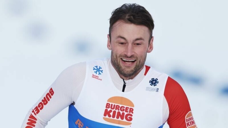 Petter Northug i mål etter sprintprologen i NM torsdag.