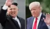 Nord-Koreas leder Kim Jong-un (t.v.) og hans regime anklager USAs president Donald Trump (t.h.) for å trappe opp konflikten til et farlig nivå på Koreahalvøya. Foto: NTB scanpix