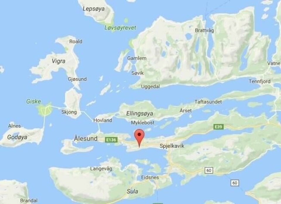 Letingen pågikk i området mellom Hatlane og Moa i Ålesund. Letingen pågikk i området mellom Hatlane og Moa i Ålesund. Foto: google map