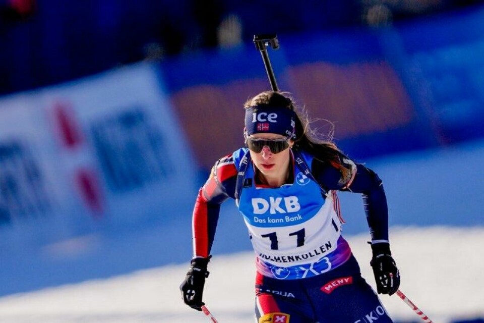 Ida Lien i aksjon i Holmenkollen fredag.