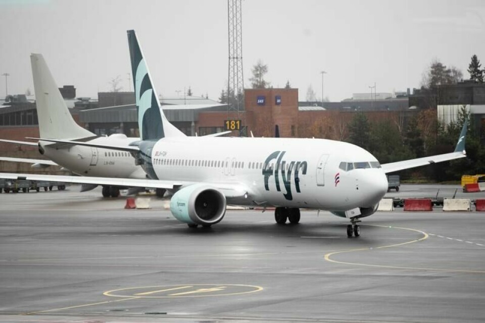 Flyselskapet Flyr slo seg selv konkurs i 2023. Her er et av selskapets fly på Gardermoen.