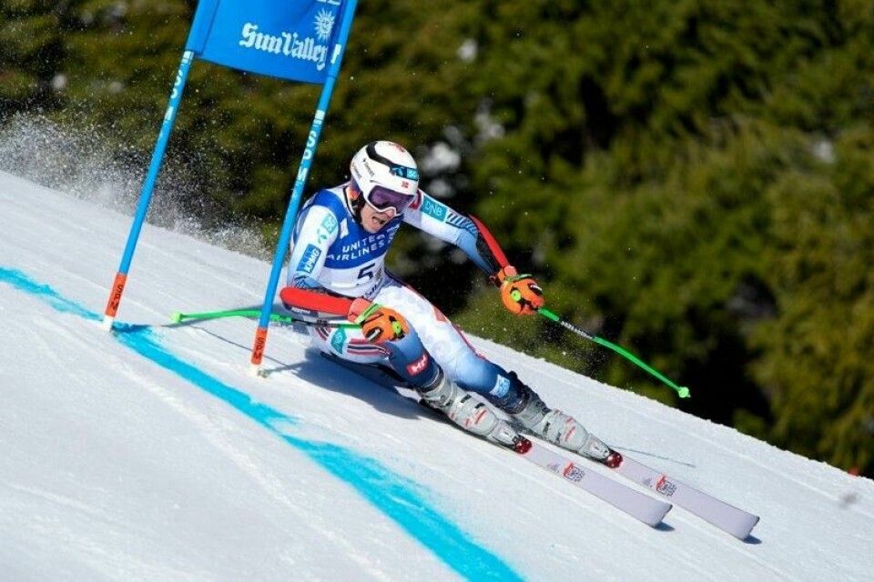 Henrik Kristoffersen under storslalåmavslutningen i Sun Valley.