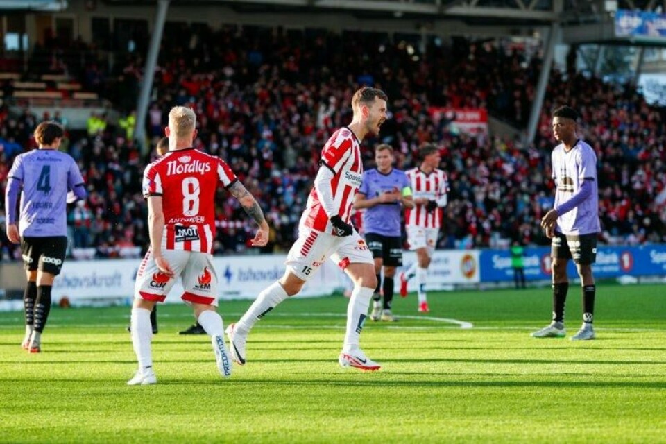 Tromsøs Vegard Erlien scoret 1-0-målet mot Haugesund søndag.
