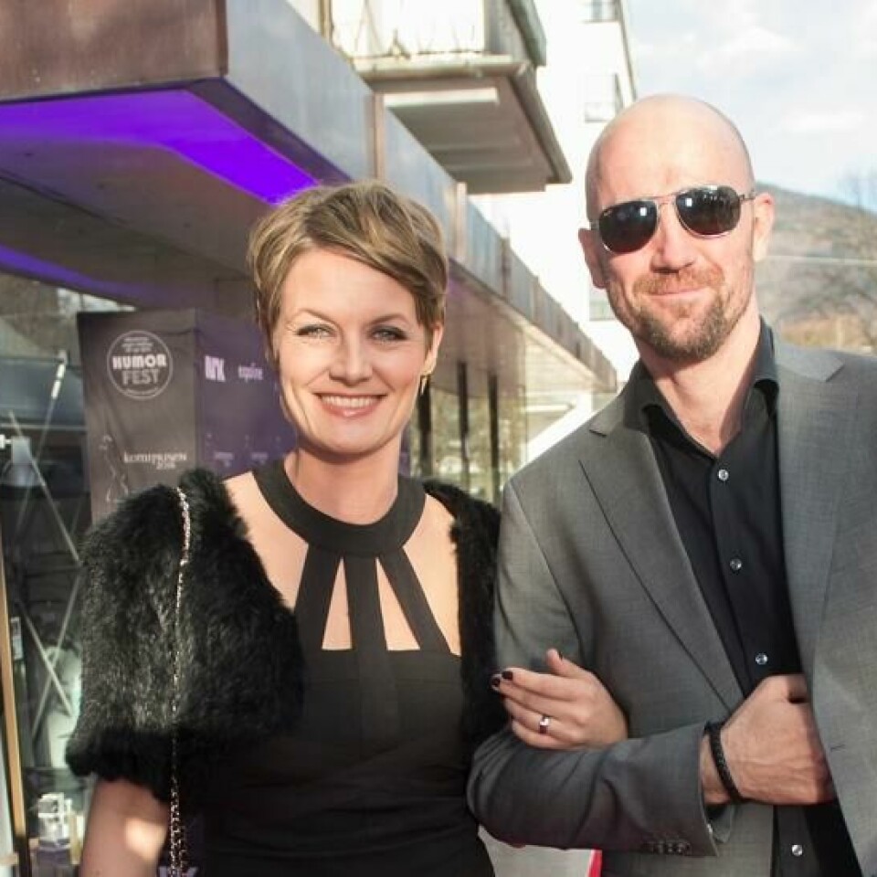 Komikerparet Pernille Sørensen og Dagfinn Lyngbø fotografert på rød løper i Bergen i 2016.