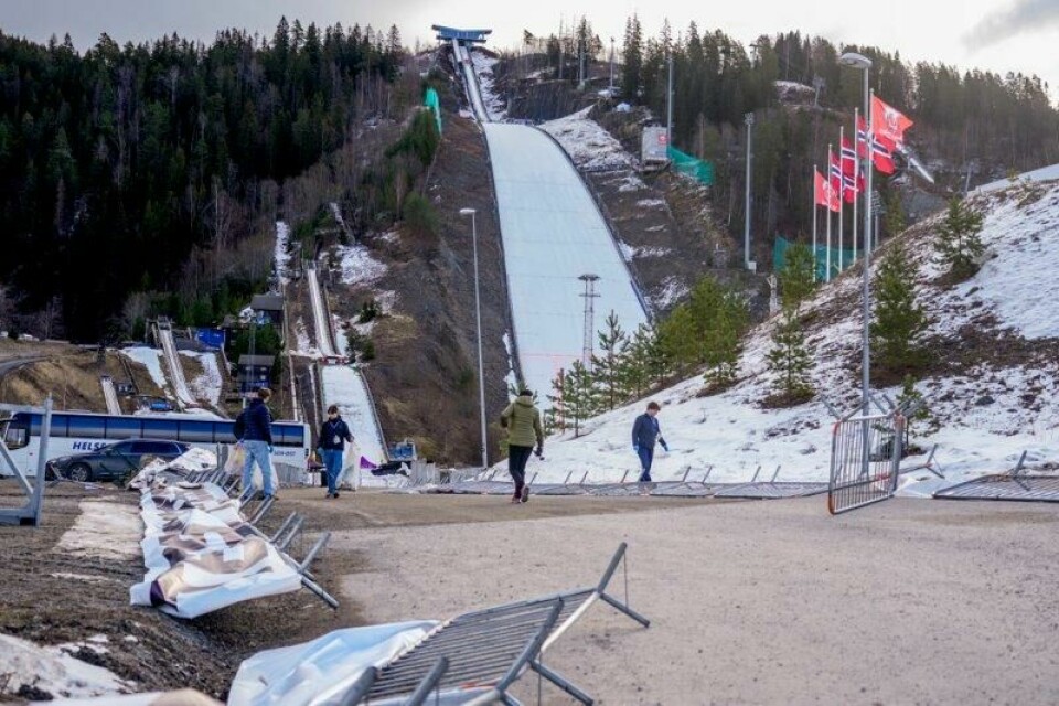Kraftig vind i Vikersund tidligere søndag.