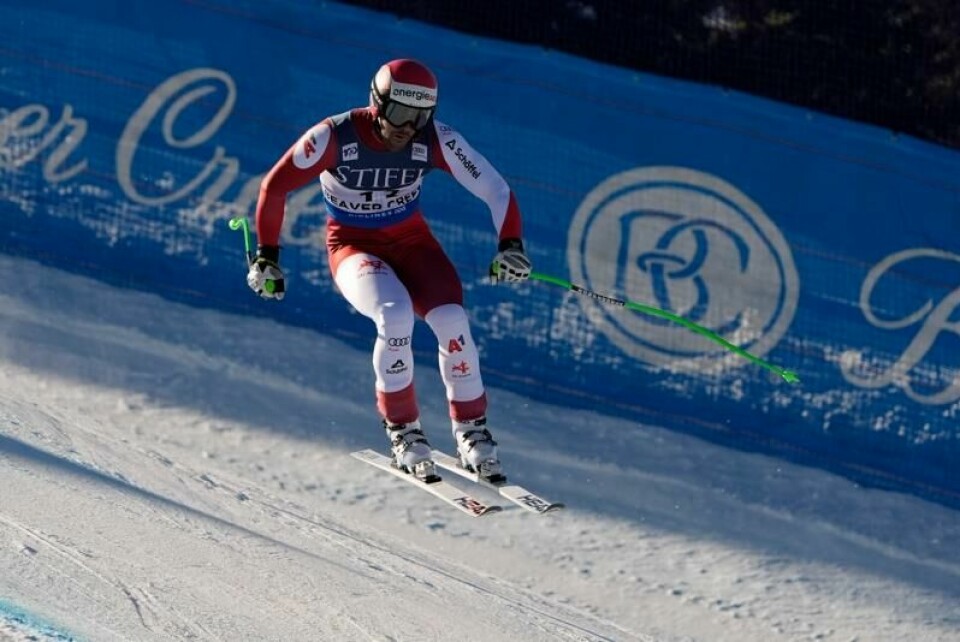 Vincent Kriechmayr på vei mot beste tid i utfortreningen i Beaver Creek torsdag.