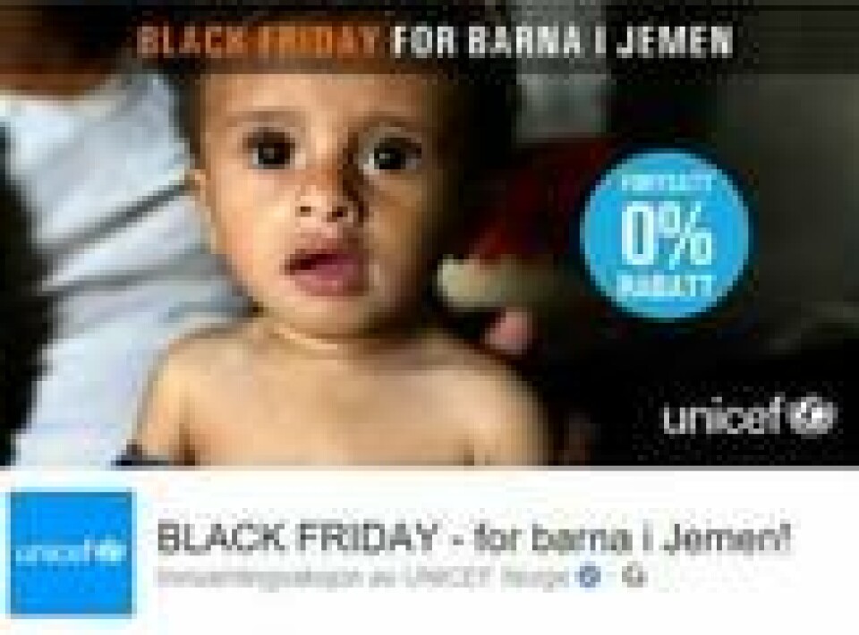 Dette budskapet i UNICEFs kampanje på Facebook har truffet mange. Skjermdump: UNICEF Norge på Facebook Dette budskapet i UNICEFs kampanje på Facebook har truffet mange. Skjermdump: UNICEF Norge på Facebook