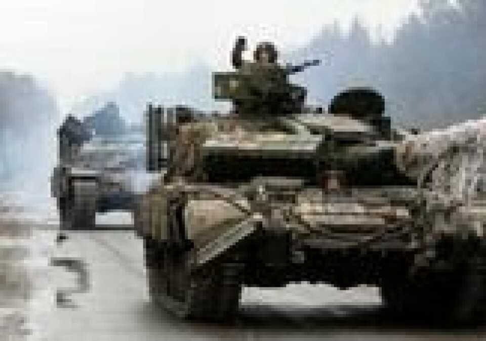 Ukrainske soldater på vei mot frontlinjen i Luhansk-regionen i Ukraina, 25. februar 2022, dagen etter at den russiske invasjonen var et faktum. Ukrainske soldater på vei mot frontlinjen i Luhansk-regionen i Ukraina, 25. februar 2022, dagen etter at den russiske invasjonen var et faktum. Foto: Anatolii Stepanov / AFP