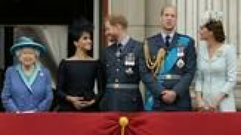 Tirsdag 10. juli 2018: Storbritannias dronning Elizabeth II, Meghan, hertuginnen av Sussex, prins Harry, prins William og Kate, hertuginnen av Cambridge, på balkongen utenfor Buckingham Palace i London. (AP Photo/Matt Dunham, File) Tirsdag 10. juli 2018: Storbritannias dronning Elizabeth II, Meghan, hertuginnen av Sussex, prins Harry, prins William og Kate, hertuginnen av Cambridge, på balkongen utenfor Buckingham Palace i London. (AP Photo/Matt Dunham, File) Foto: NTB