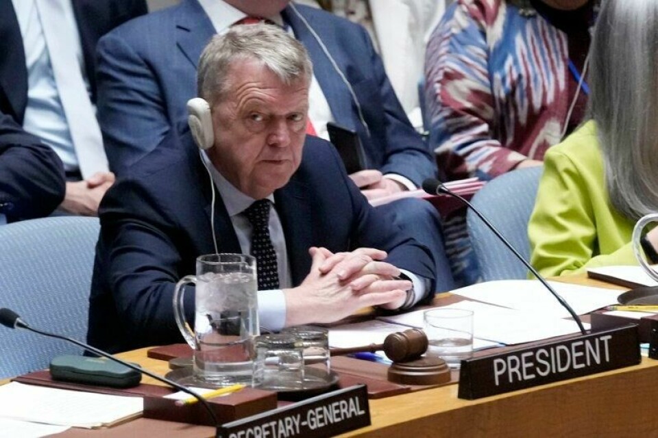 Utenriksminister Lars Løkke Rasmussen under et møte i FNs sikkerhetsråd nylig.