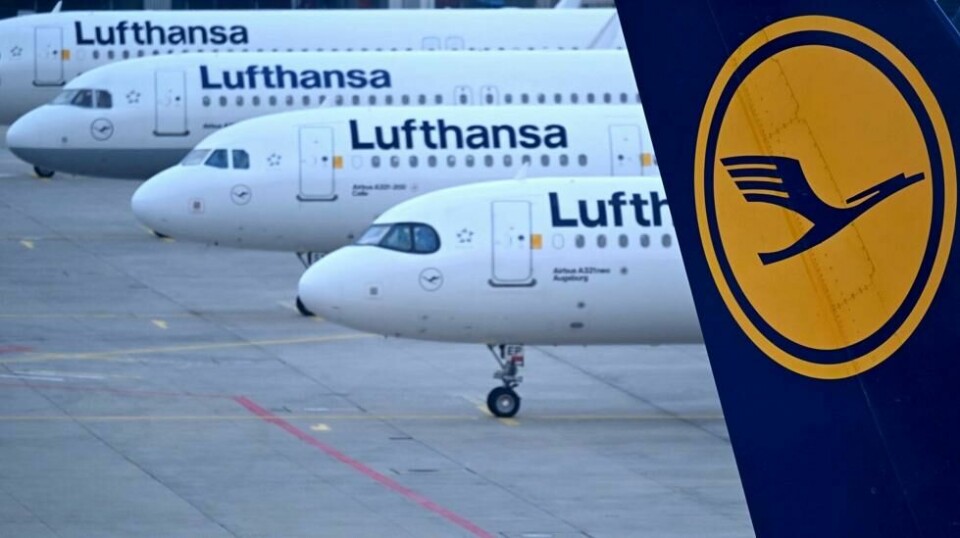 Lufthansa-fly på flyplassen i Frankfurt.