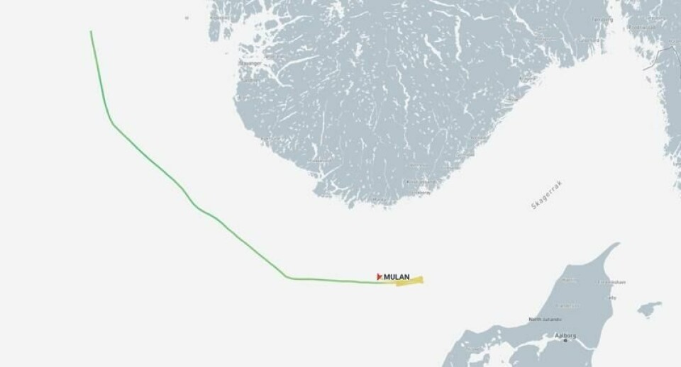 Dette er ruten til Milan. Dette er ruten til Milan. Foto: Skjermdump / Marine Traffic