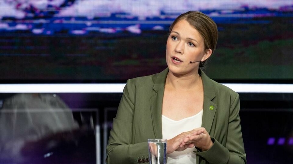 Miljøpartiet De Grønnes partileder Une Aina Bastholm under partilederdebatten på TV 2 sist uke. Foto: Marit Hommedal / NTB