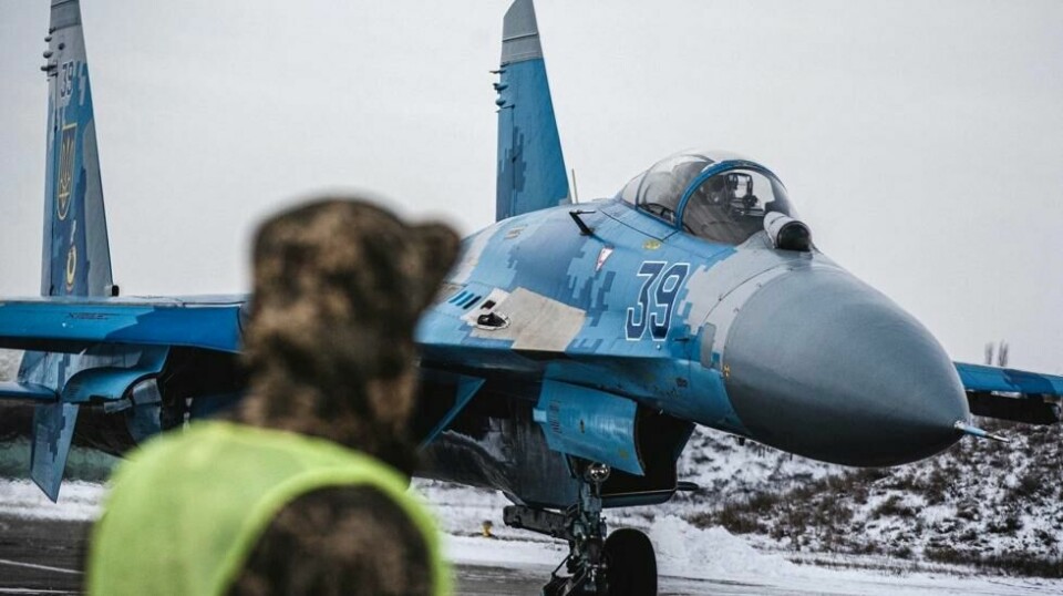 Et ukrainsk kampfly av typen Sukhoi Su-27 bare uker før krigen brøt ut.