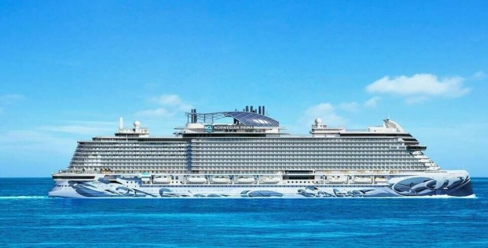 Norwegian Prima ble døpt av popstjernen og idol-dommer Kate Perry. Skipet har plass til om lag 3000 passasjerer. Norwegian Cruise Line har bestilt åtte nye skip - kravene til miljø og klima som skal tilfredsstilles ligger 10-20 år fram i tid. Norwegian Prima ble døpt av popstjernen og idol-dommer Kate Perry. Skipet har plass til om lag 3000 passasjerer. Norwegian Cruise Line har bestilt åtte nye skip - kravene til miljø og klima som skal tilfredsstilles ligger 10-20 år fram i tid. Foto: NCL