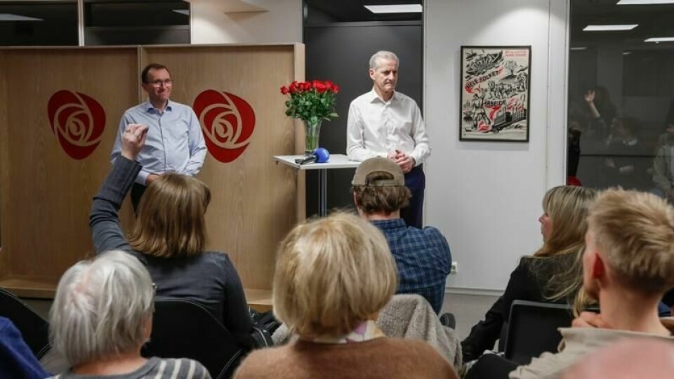 Støre var på møte i Tromsø Arbeiderparti med utenriksminister Espen Barth Eide (Ap). Støre var på møte i Tromsø Arbeiderparti med utenriksminister Espen Barth Eide (Ap). Foto: Rune Stoltz Bertinussen / NTB