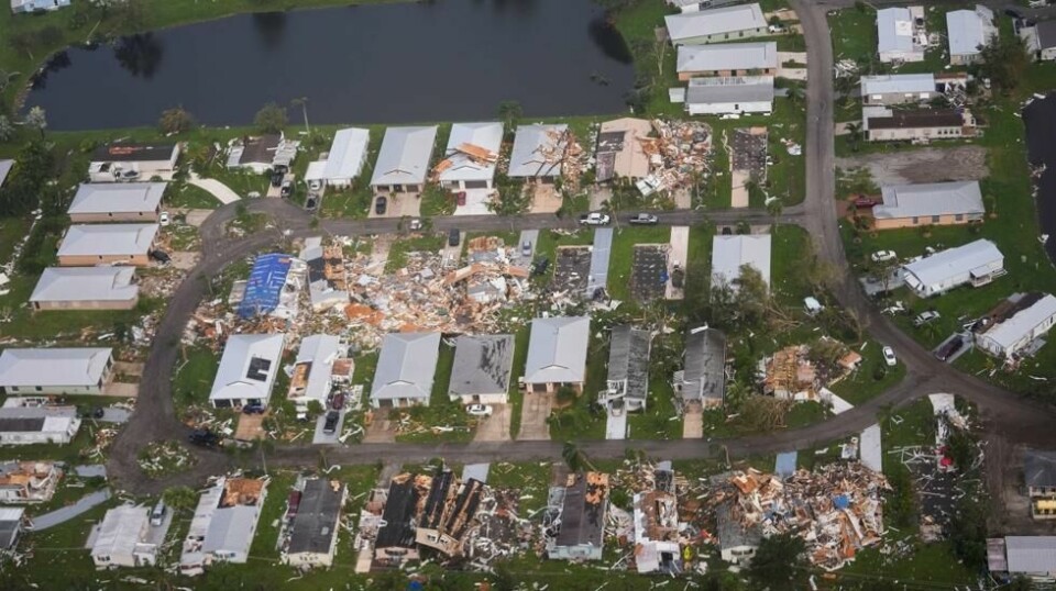 Dette boligområdet i Fort Pierce i Florida er et av mange som fikk store materielle ødeleggelser da orkanen Milton traff delstaten torsdag. Foto: Gerald Herbert / AP / NTB