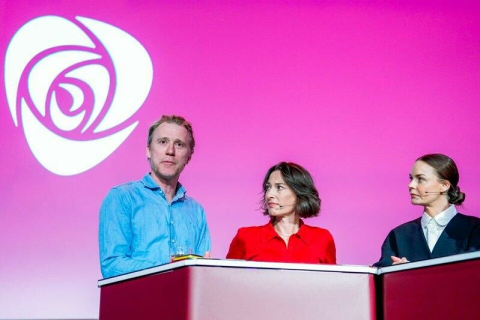 Thorbjørn Harr, Pia Tjelta og Agnes Kittelsen gjestet Arbeiderpartiets landsmøte lørdag.