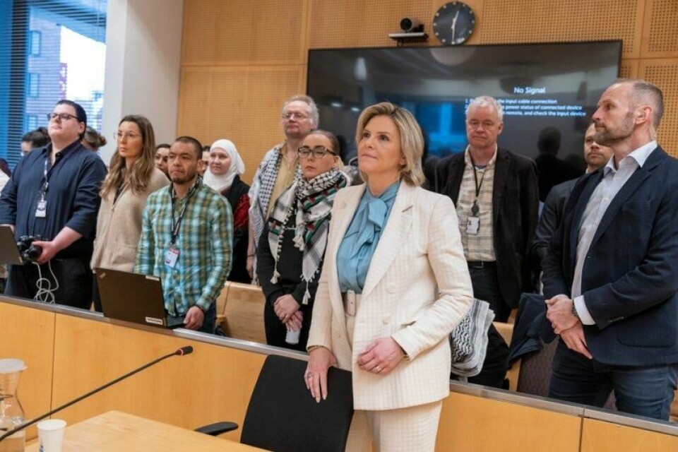 Fra rettssaken i Oslo tingrett mot tre kvinnelige demonstrantene som 13. mars i fjor fulgte etter Frp-leder Sylvi Listhaug fra Utenriksdepartementet til Stortinget. Nå er de tre frikjent.