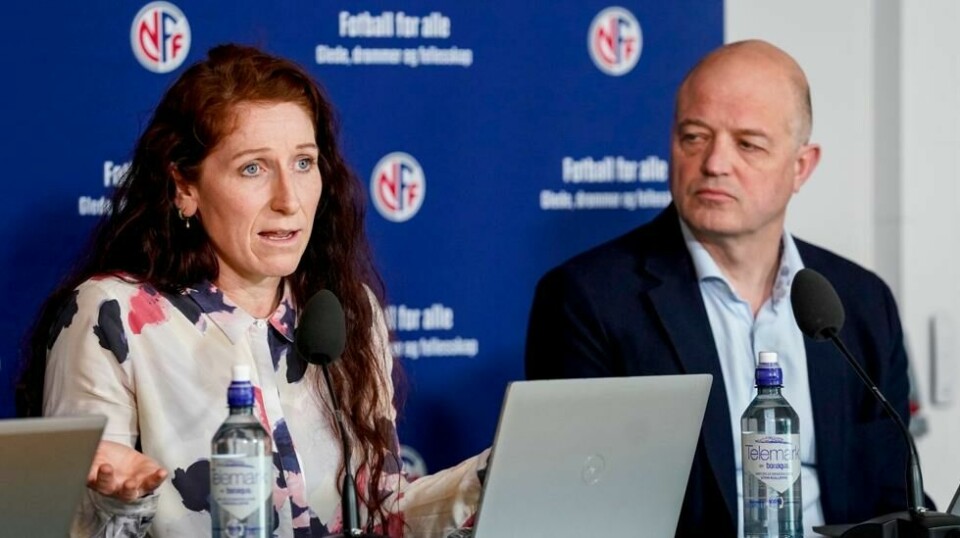 Norges Fotballforbund, her ved president Lise Klaveness og generalsekretær Karl-Petter Løken, mister en viktig samarbeidspartner neste år. Foto: Terje Bendiksby / NTB