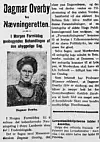 Rettssaken mot Dagmar Overby fikk stor medieoppmerksomhet Her fra Folkets Avis 28. februar 1921. Foto: Public domain