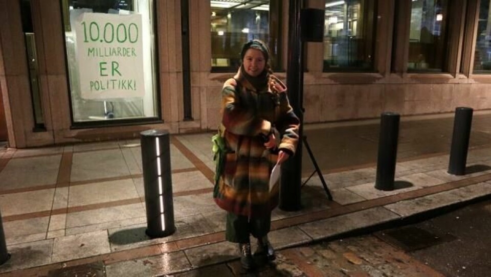 Katrine Wegge var en av tre aktivister som holdt appell under demonstrasjonen onsdag kveld. Katrine Wegge var en av tre aktivister som holdt appell under demonstrasjonen onsdag kveld. Foto: Elisabeth Bergskaug/ABC Nyheter