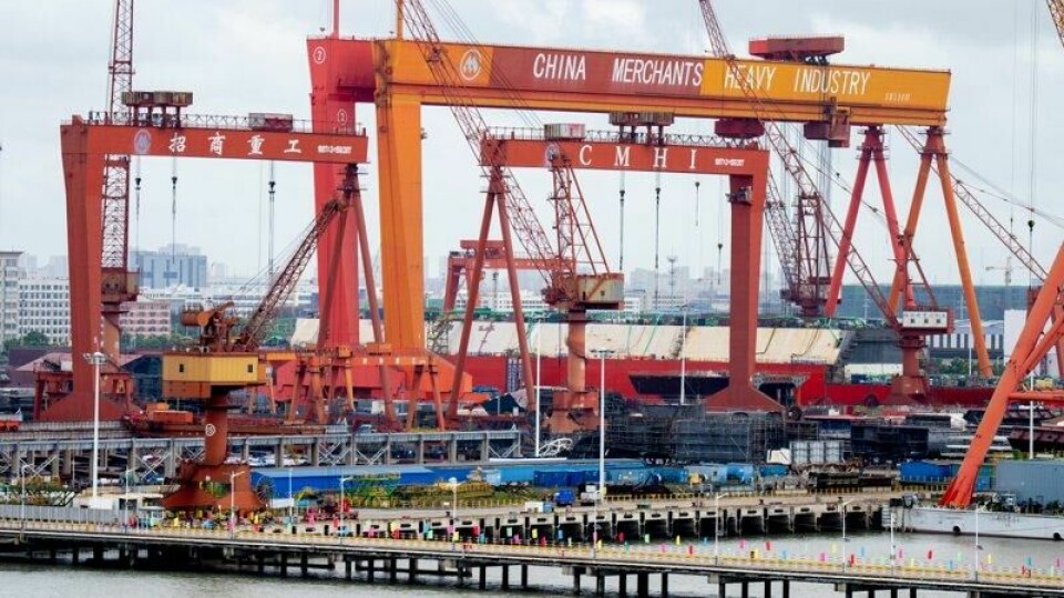 Skipsverftet China Merchants Heavy Industry (CMHI) i Jiangsu i Kina hvor det er bygget flere norske skip. Statsminister Jonas Gahr Støre (Ap) besøkte verftet i fjor høst.