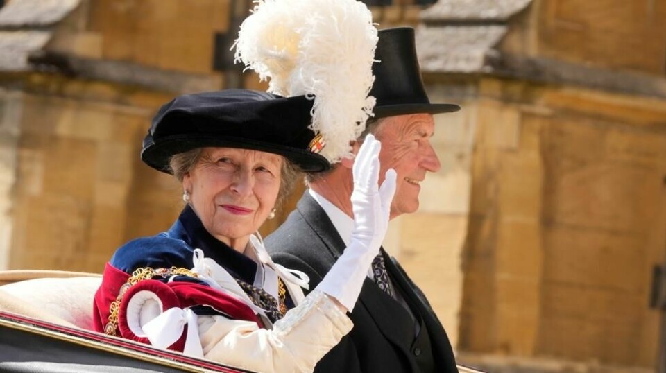 Prinsesse Anne og hennes mann Tim Lawrence i forrige uke. Foto: Kirsty Wigglesworth / AP / NTB