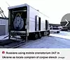 Det er denne type mobile krematorier som russerne bruker i okkuperte områder i Ukraina. (Skjermdump fra Daily Star)