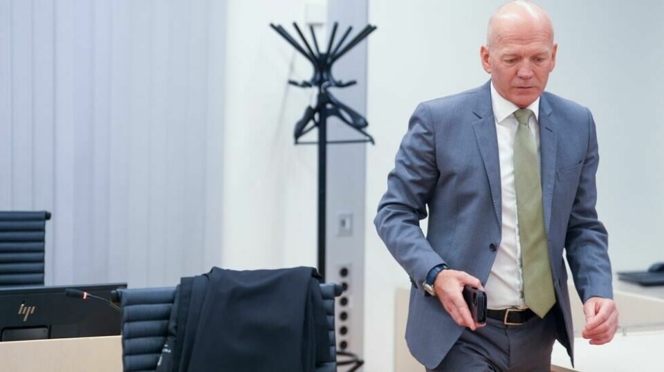 Bistandsadvokat Christian Lundin fremmer krav på vegne av følere hundre fornærmede siste dag i rettssaken mot Zaniar Matapour i Oslo tingrett. Foto: Lise Åserud / NTB