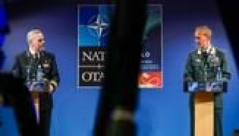 Natos militære sjef, admiral Rob Bauer og forsvarssjef, general Eirik Kristoffersen. Natos militære sjef, admiral Rob Bauer og forsvarssjef, general Eirik Kristoffersen. Foto: Lise Åserud / NTB